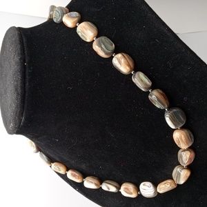 Abalone beaded necklace.  I do believe they are Sterling.
